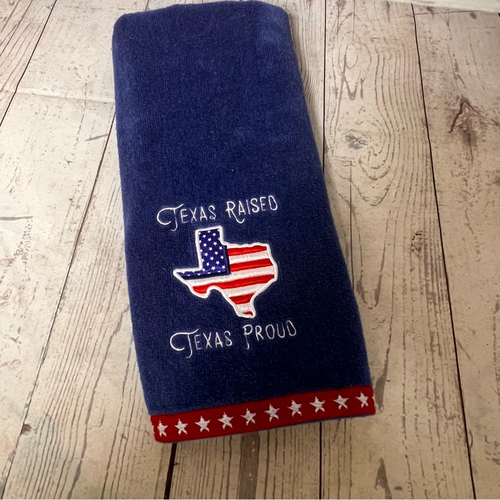 Celebrate Americana Together Hand Texas Raised Proud Blue Red Embroidered
